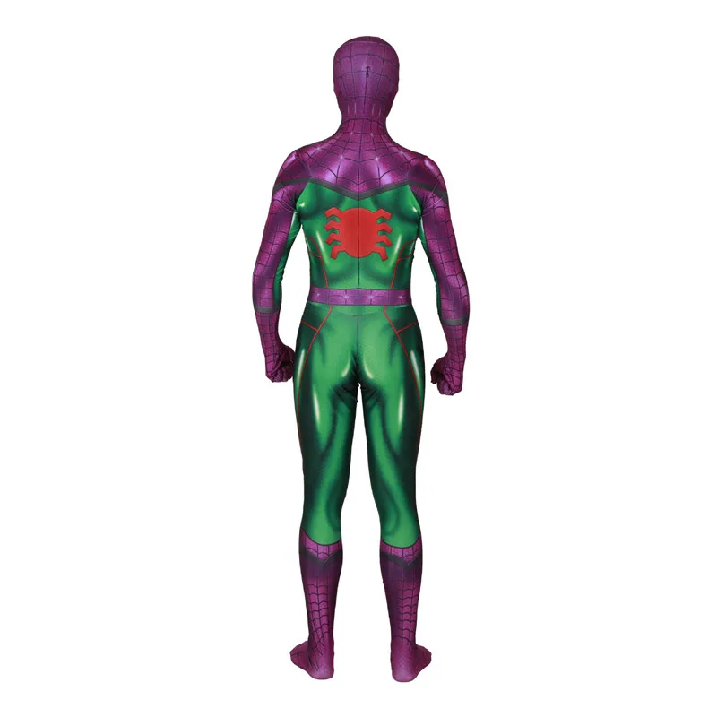 Костюм Человека-паука для косплея, костюм с 3D принтом, Zentai, зеленый, фиолетовый, боди, костюм, комбинезон, супер герои, Хэллоуин, для мужчин, детей, человек