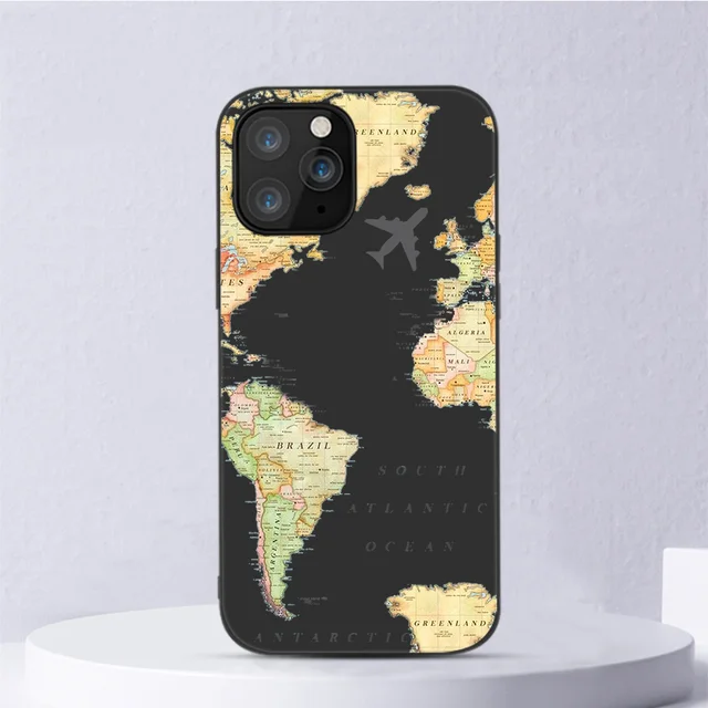 Airplane Map Travel Phone Case For iPhone 11 12 Pro Max Mini Cover for iPhone X XR XS MAX 7 8 6 6S Plus 5 SE 2020 Soft TPU Funda W2262