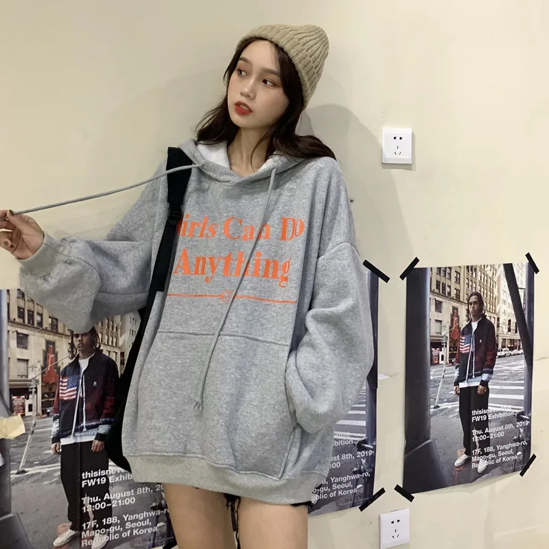JoinYouth Harajuku толстовки с капюшоном и буквенным принтом осень зима толстовки женские корейские теплые свободные с передним карманом J377