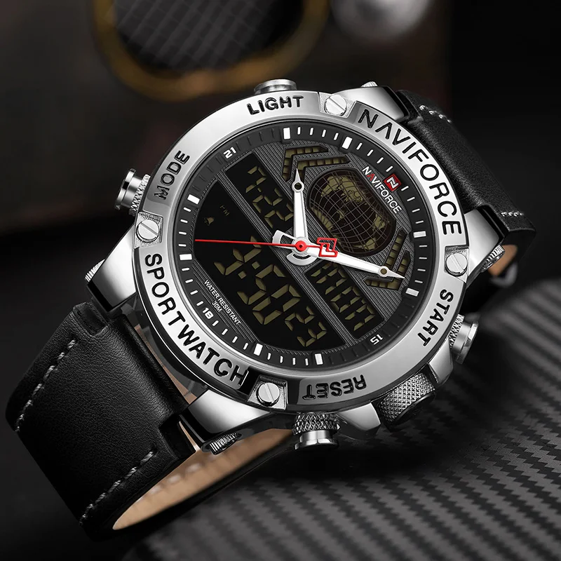 Naviforce Men's Wristwatch Clock Analog Digital Mens Watches Top Brand Luxury Chronograph Waterproof Man Watch Digital