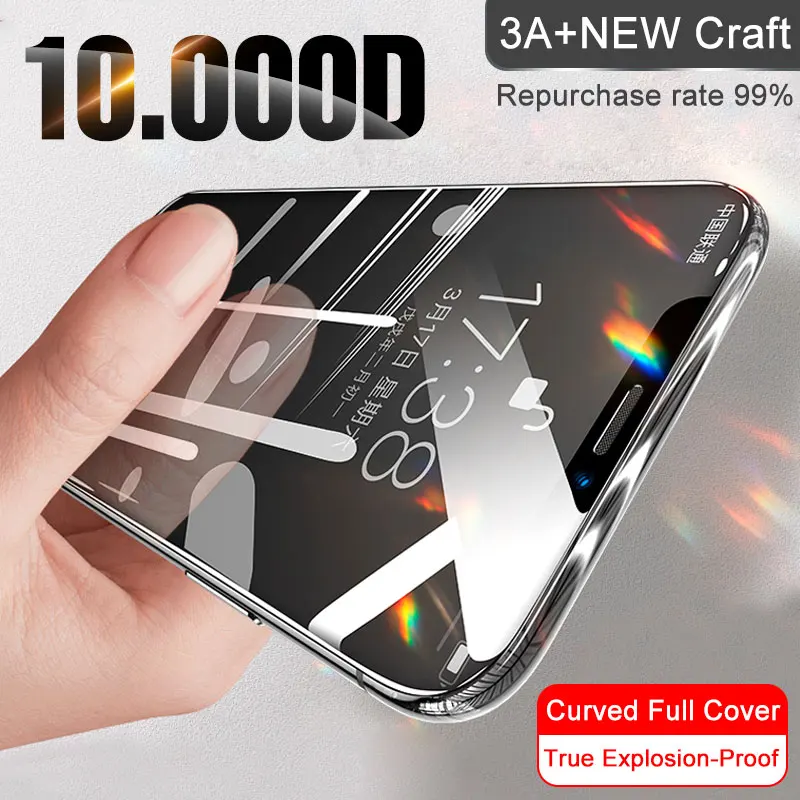 Изогнутое закаленное стекло с полным покрытием для iPhone 11 12 Pro XS MAX XR X Защитная