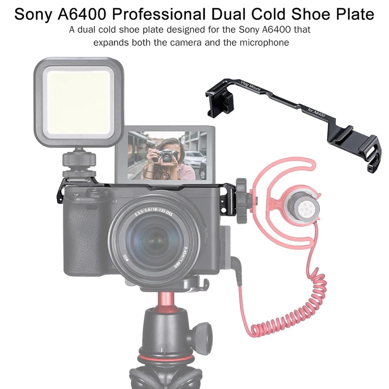 Ulanzi двойной Холодный башмак кронштейн для sony A6400 Профессиональный Vlogging L Пластина удлинитель для микрофона светодиодный светильник видео