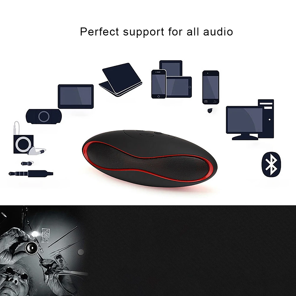 Rugby Wireless BT Speaker Mini Outdoor portable Sport Speaker Heavy Bass Stereo Audio Phone Speaker Supports TF Card X6