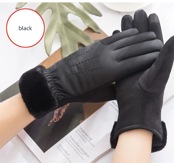 Cotton Gloves Lady Bicycle Outdoor Touch Screen Five-fingered Warm Winter Multicolored Gloves Motorcycle Professional Gloves