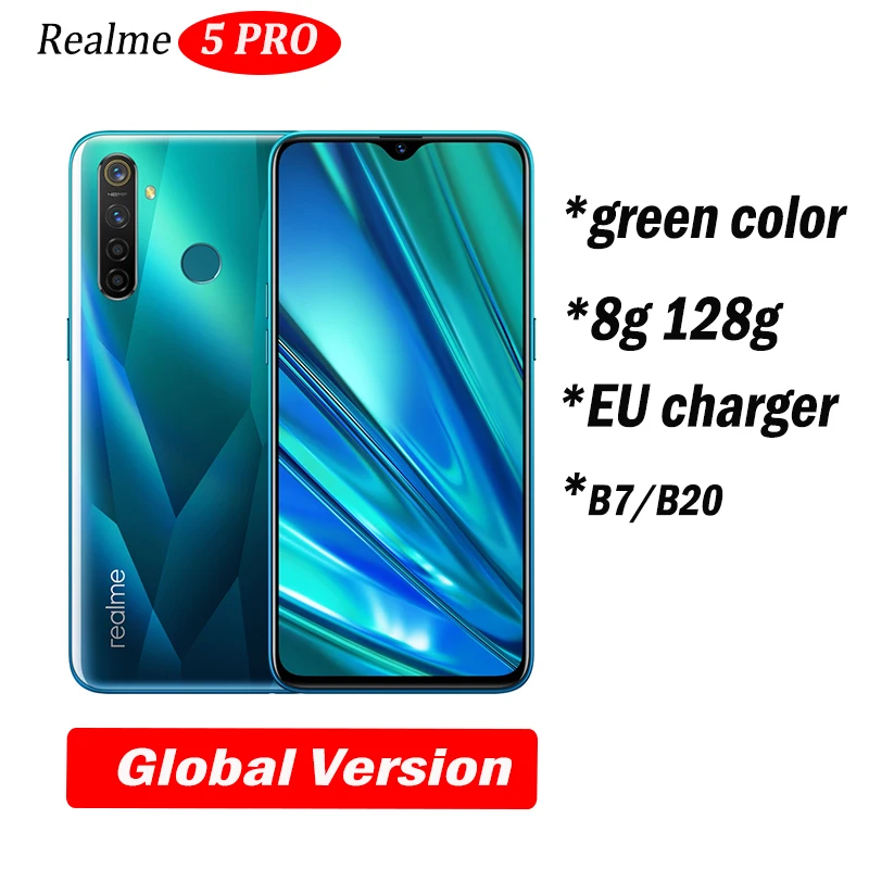 8g128 green global Realme Q global relme 5 pro 6,3 дюймовый мобильный телефон Snapdragon 712AIE Восьмиядерный 48MP мобильный телефон VOOC 20 Вт быстрое зарядное устройство - Цвет: 8g128 green global