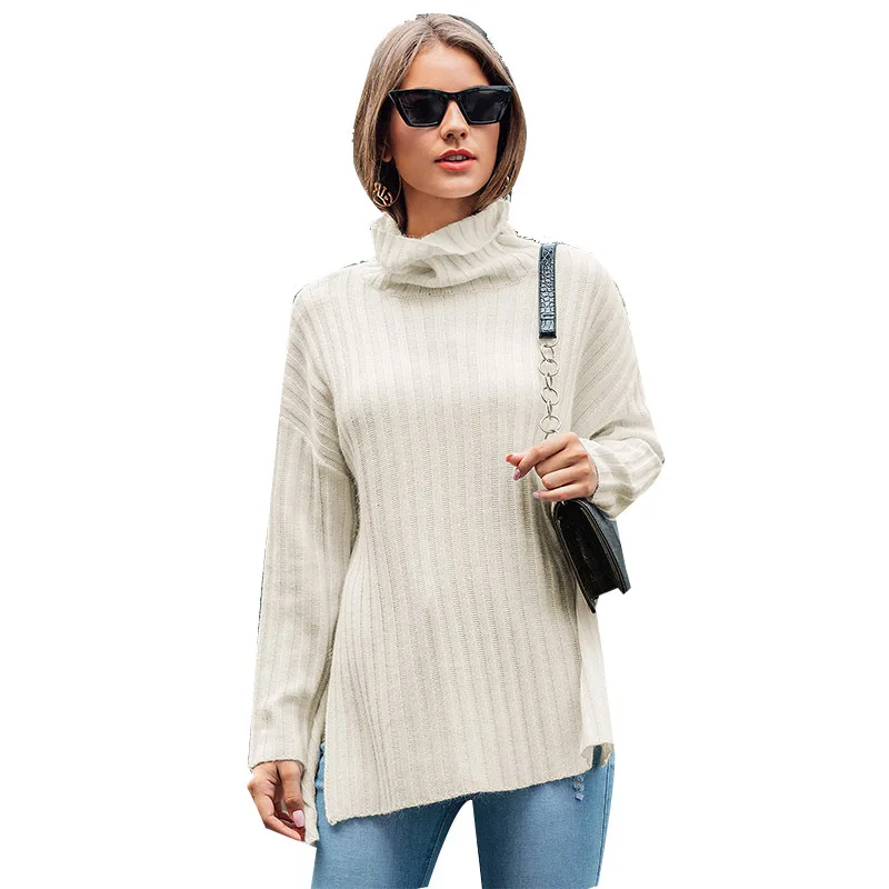 

Minimalist Turtleneck Sweater Women's 2020 Fall/Winter Keep Warm Long Sleeve Knitted Sweater Side Slit Pullover Sweater