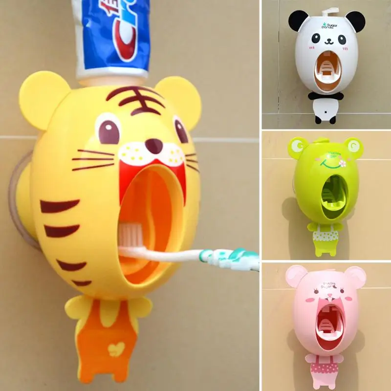 Домашняя зубная щетка держатель для детей автоматический диспенсер для зубной пасты практичный сильный присоска Забавный мультяшный стиль ванная комната
