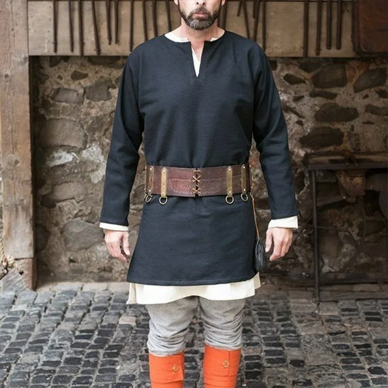 Средневековая мужская туника костюм топ сцена охотник косплей рубашка Garb одежда