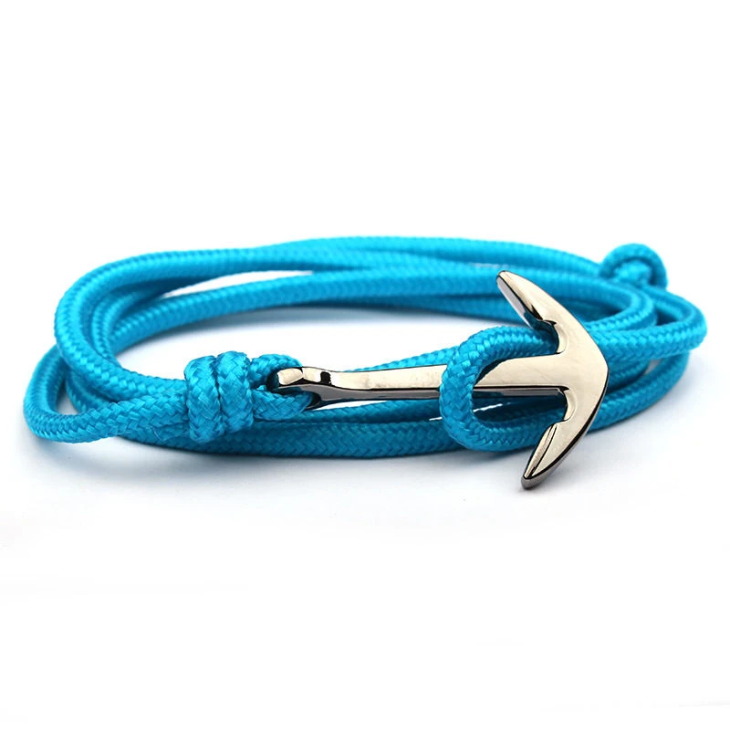 Adjustable Paracord Anchor Bracelet Woman Men Charm Bracelets Alloy Anchor Nylon Rope Chain Armband Vintage Bracelets& Bangles - Окраска металла: 2-11