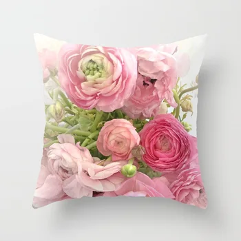 

Modern Rose Cotton Pillow Case Fashion Cushion Cover Sofa Car Waist Floral Printed Cushion Cover Home Decor Soft Eyeful Tools