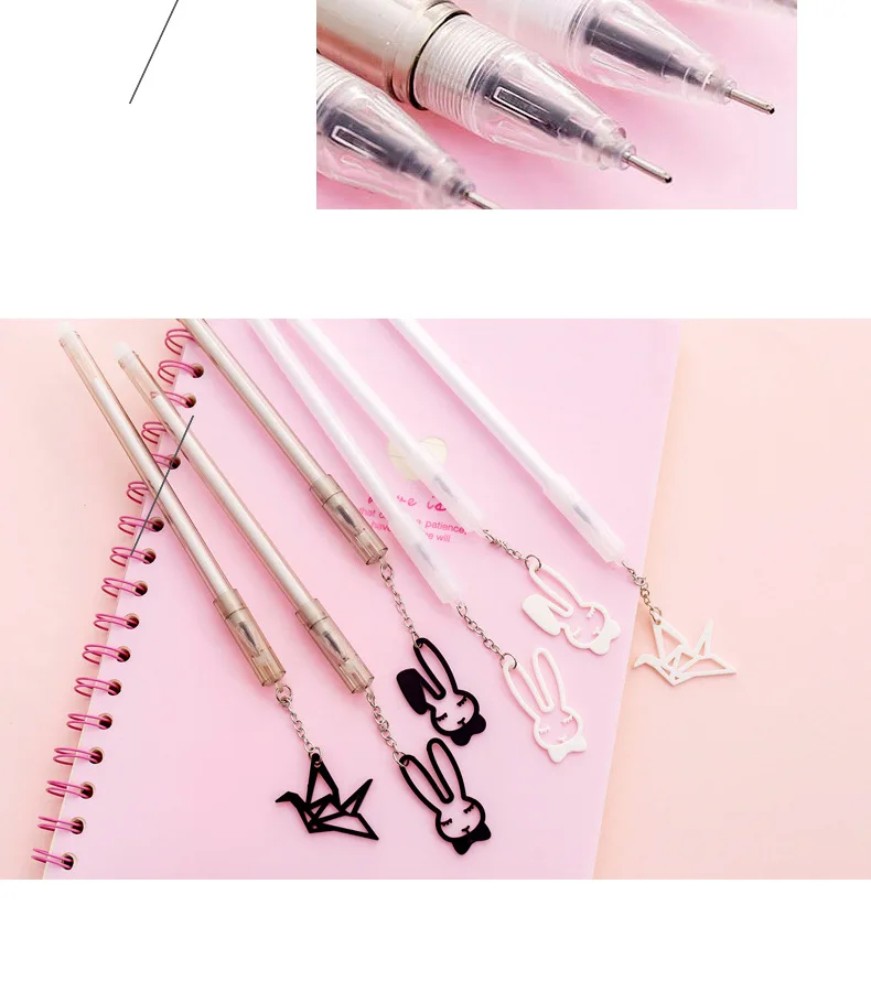 LoveFrom 1 шт./лот креативные милые кулон ручка крана с брошью в виде кролика пара гелевая ручка Студенческая Канцелярия: ручка с подписью для школьных принадлежностей