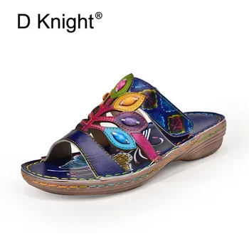 

Fashion Hollow Light Slip On Sandals Woman Shoes Genuine Leather New Flower Women Slipper Summer Open Toe Platform Slides Ladies
