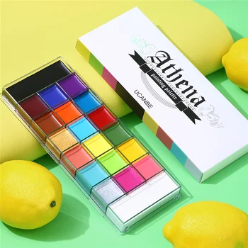 UCANBE 20 Colors Face Body Painting Oil Safe Kids Flash Tattoo Painting Art Halloween Party Makeup Fancy Dress Beauty Palette 1