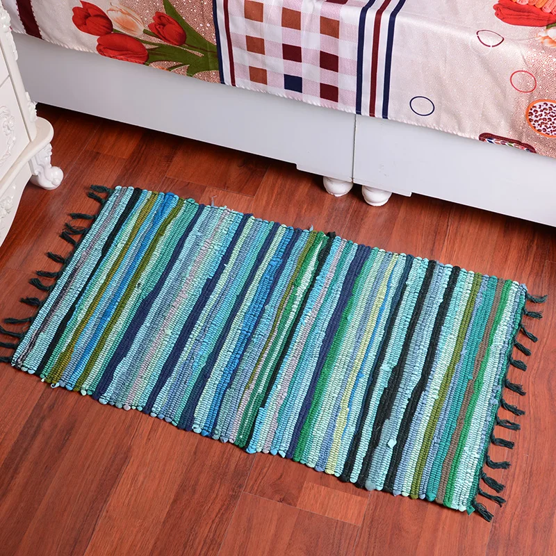 Тканый хлопковый напольный коврик для дивана в полоску, богемный ковер для кухни, ковры для гостиной, дома, спальни, Декор