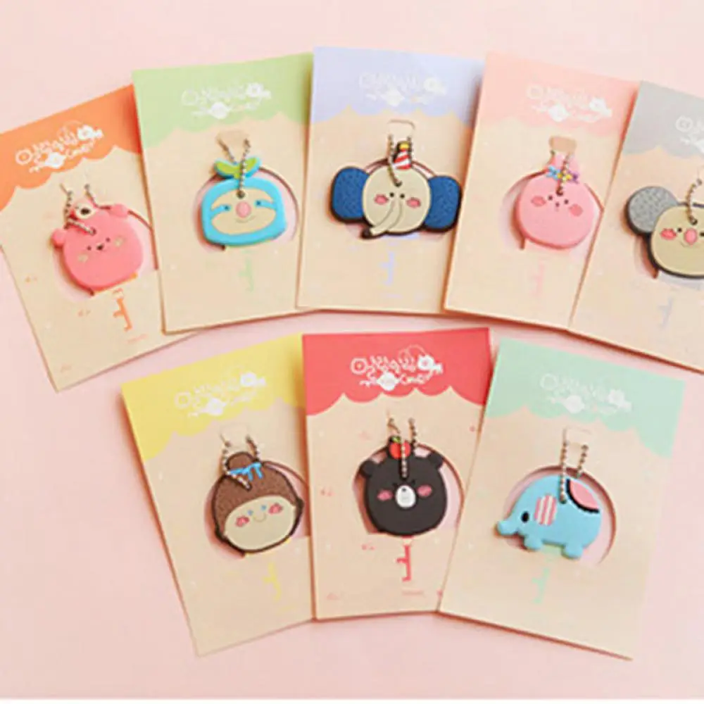 

Lovely Korea Cute Animal Soft Key Top Head Cover Chain Cap Keyring Phone Strap Key Holder