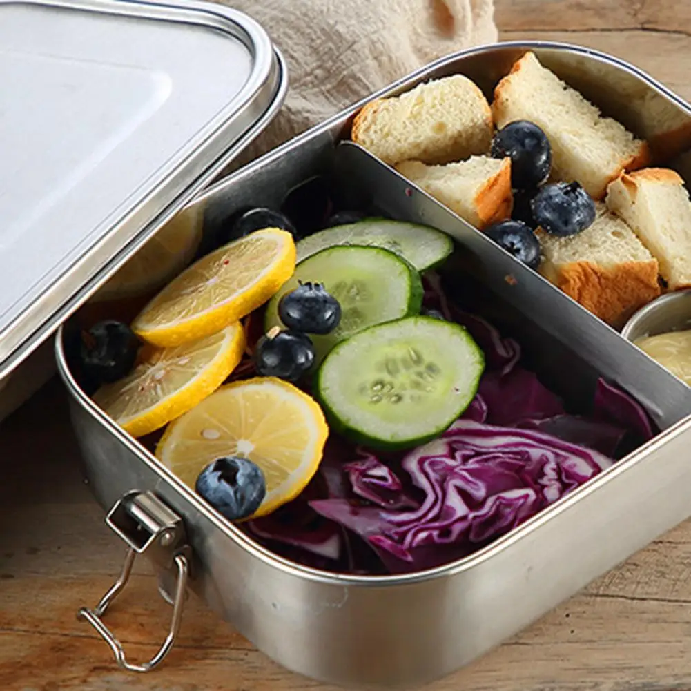 

1400ML Stainless Steel Lunch Box with Adjustable Septa Food Separate Storage Container Leakproof Bento Box Lunchbox