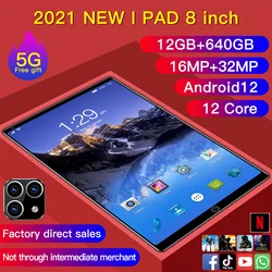 Tablette PC de 8.0 pouces, Version globale, 12 go de RAM, 640 go de ROM, caméra 32mp, 12 cœurs, WIFI 5G, Google Play, clavier envoyé 
