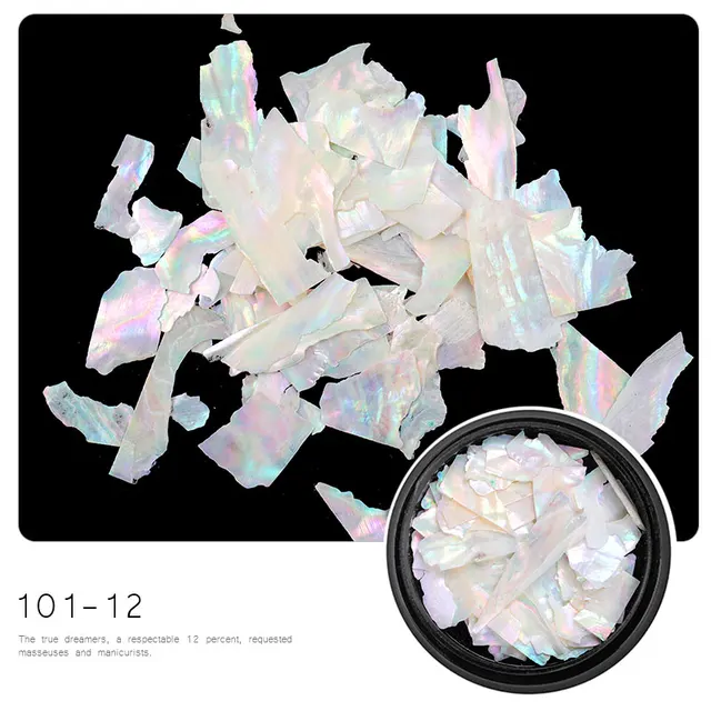 HNUIX 1 Box Shell Stone Nails Art Glitter for Nail UV Gel Nail Polish Flakies Decoration Nail Accessories 101-12