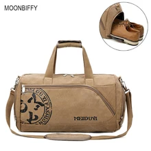 Винтажные спортивные дорожные сумки, мужские холщовые сумки для багажа, ручная сумка через плечо, большая Повседневная прочная сумка с принтом на плечо, сумка для хранения обуви