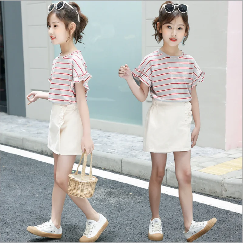 

Summer Children Clothes Baby Girls Sets kIds Clothes Girls Sets Cotton Stripe T-Shirt and Short Pants Children Sets For Girls