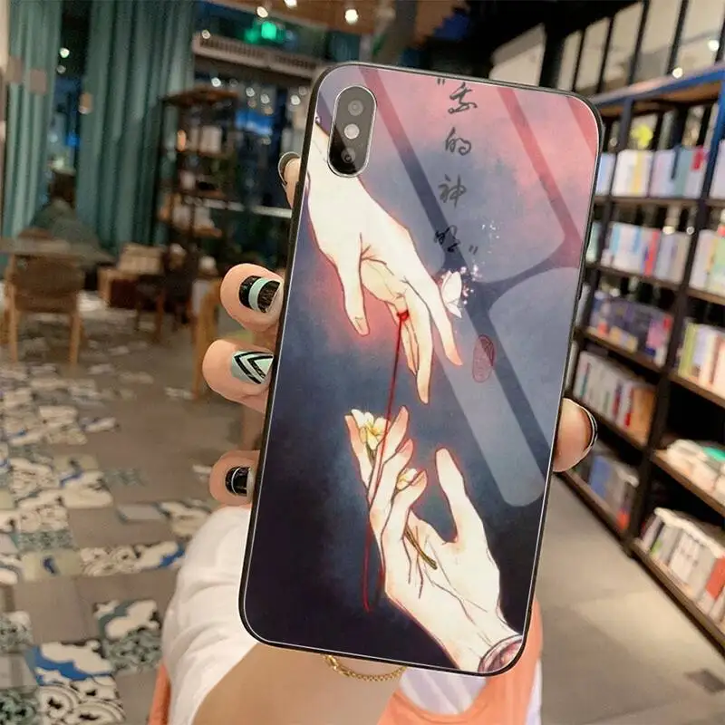 Thẩm Mỹ Phong Cách Trung Hoa Thiên Quan Ci Fu Mềm Bao Bọc Điện Thoại Kính Cường Lực Cho iPhone 11 Pro XR XS MAX 8X7 6S 6 Plus SE 2020 Ốp Lưng cute phone cases Cases For iPhone