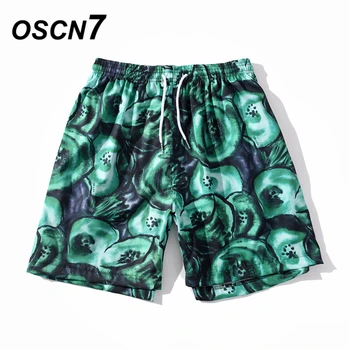 

OSCN7 Casual Streetwear Hawaii Print Oversize Beach Board Shorts Men 2020 Summer High Street Bermuda Short Pants Women BM27