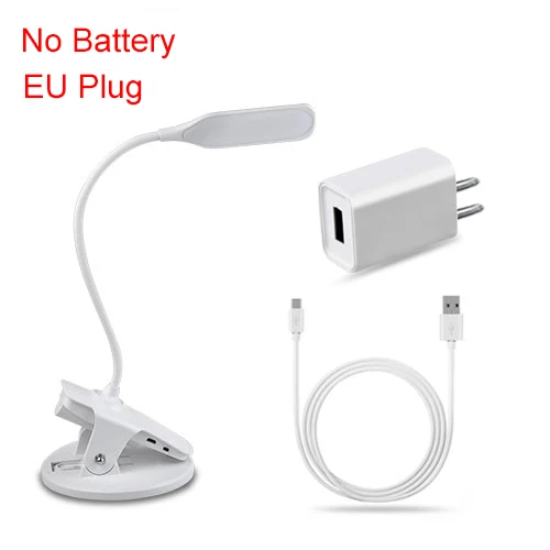 No Battery EU Plug EeeToo светодиодный настольная лампа перезаряжаемая USB Гибкая Настольная лампа с зажимом сенсорный переключатель включения/выключения прикроватный светильник для чтения книг для учебы и работы ночной Светильник - Цвет корпуса: No Battery EU Plug