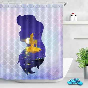 

Golden Mermaid Shower Curtain for Bathroom Accessories Colorful Fish Scales Geometric Art Print Bath Curtain Decor Gifts Girls