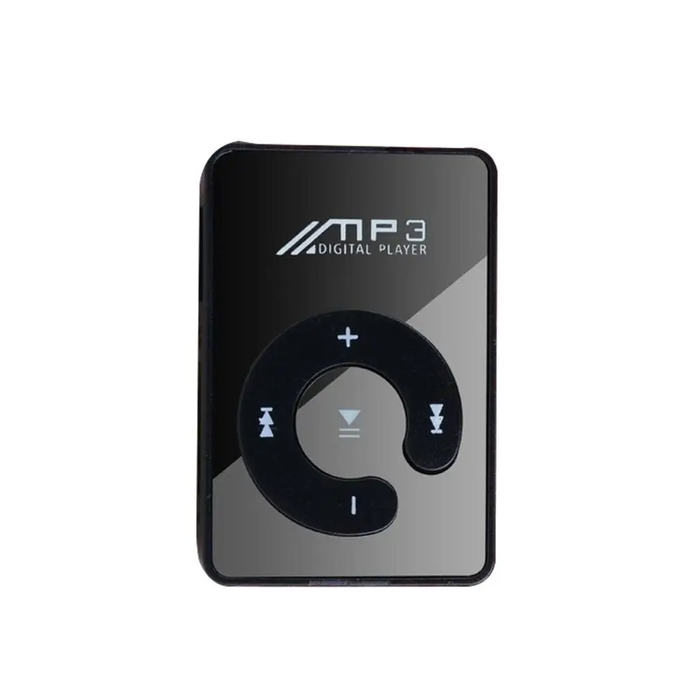 Черный Мини MP3-плеер с зажимом, поддержка 32 ГБ, Micro SD, TF карта, стильный дизайн, спортивный зеркальный портативный mp3-плеер, мини - Цвет: Черный