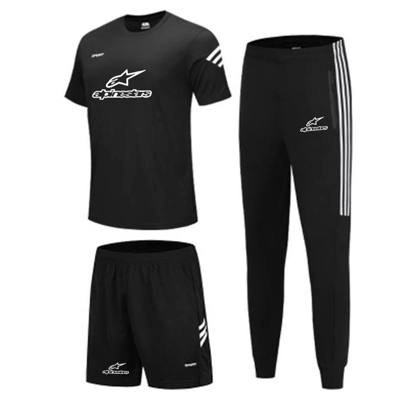 

3pcs set men's sportswear sets sports shorts and men M-5Xl T-shirts and men sweatpants mens gym running tracksuit fitness suits