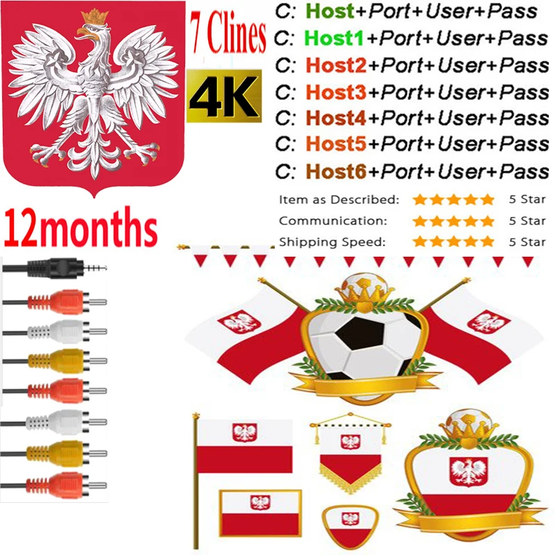 Cccam Европа Польша сервер 1 год Польша спутниковый ТВ приемник 1-7Clines для DVB-S2 IPS2 X800 X800S V7 v7s v8 nova V9