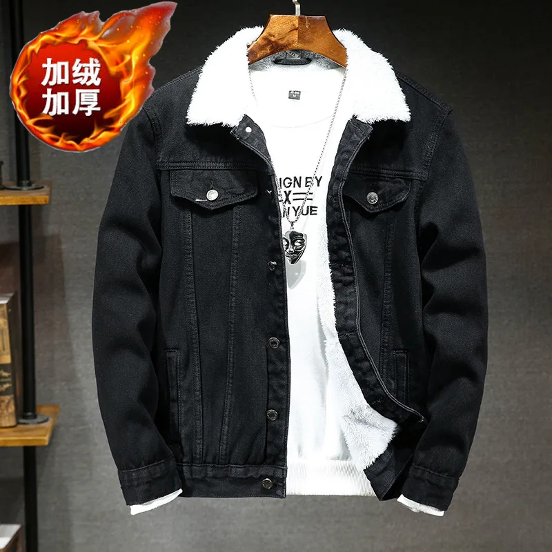 

Autumn And Winter Brushed And Thick Jeans Coat MEN'S Top Casual Jacket plus Velvet Cowboy Clothes Large Size P68