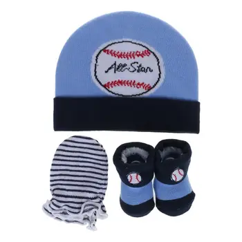 

1 1 Set Baby Hat Gloves Socks Knitted Soft Warm Winter Newborn Beanie Infant Costume Autumn Elastic Breathable Boys Girls Print