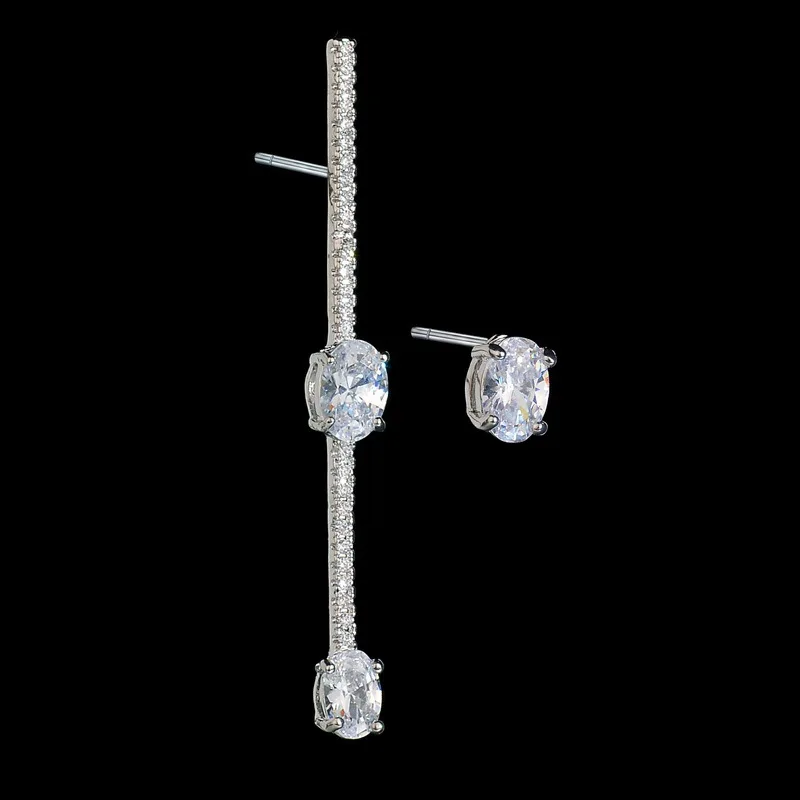 Серьги клипсы Асимметричные прозрачные с фианитом RE4049K|Серьги-клипсы| |