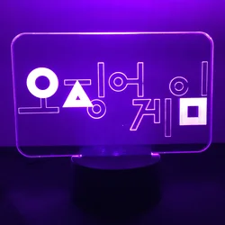Figura de jogo de lulas redonda administrador usar roupas vermelhas figura luzes da noite para decoração de casa gigt para amigo juego del calamar