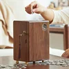Lockable Black Walnut Wooden Piggy Bank, Money Box, Banknotes Savings Box, Coin Purse 1