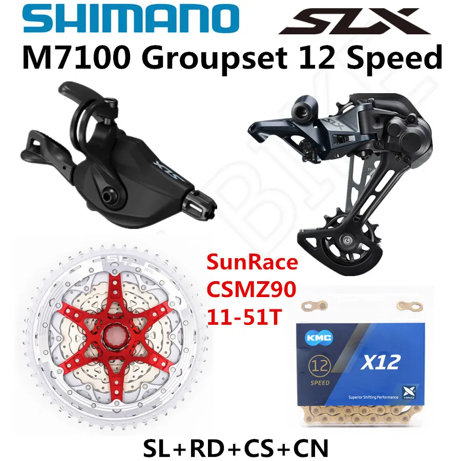 SHIMANO DEORE SLX M7100 комплект горного велосипеда MTB 1x12-Speed 51T SL+ RD+ CSMZ90+ X12 M7100 переключатель заднего хода - Цвет: z90 S 51T X12 gold