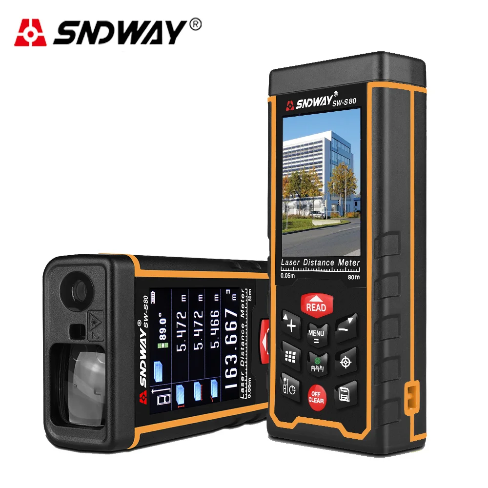 SNDWAY Original Digital Laser Distance Meter Camera Rangefinder 80/120m With Color LCD Screen USB Rechargeable Battery Tester