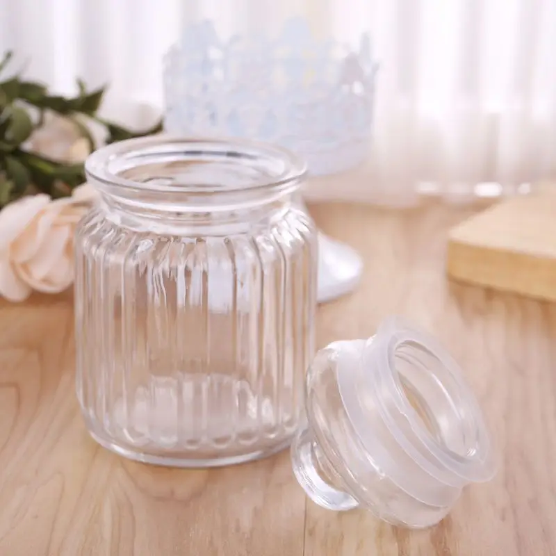 Hot Sell Christmas Glass Jar Candy Sugar Storage Bottle Wedding Gift Hollow Home Decor