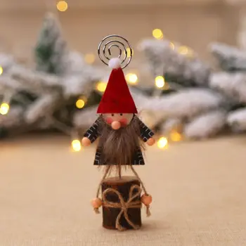 

4Pcs/Set Christmas Photo Clip Stand Wood Forest Man Memo Card Message Desk Notes Holder