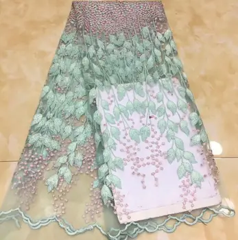 

Embroidered Net Fabric with beads With super Quality Sophia-10.5602 African Tulle Lace Fabric For party Dress