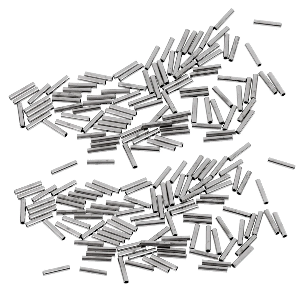 200 Pieces Single Barrel Crimp Sleeves, 100% Copper, Fishing Line Leader Rigging Tackle Wire Rope Clips Tube Connector 1.2x8mm
