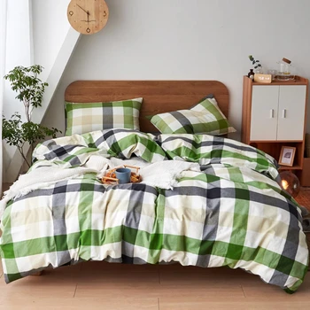 

British Lattice 100% Cotton Bedding Set Nordic Duvet Cover Bedspreads For Home Single Double Bed Cover Sheets Sets on the bed