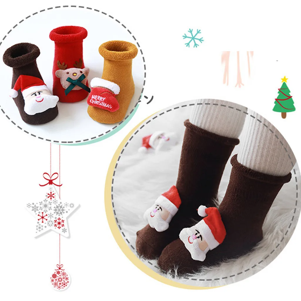 Baby Newborn Socks Cute Christmas Socks Santa Infant Kids Baby Socks Newborn Toddler Boys Girls Winter Socks for baby Chrismas C