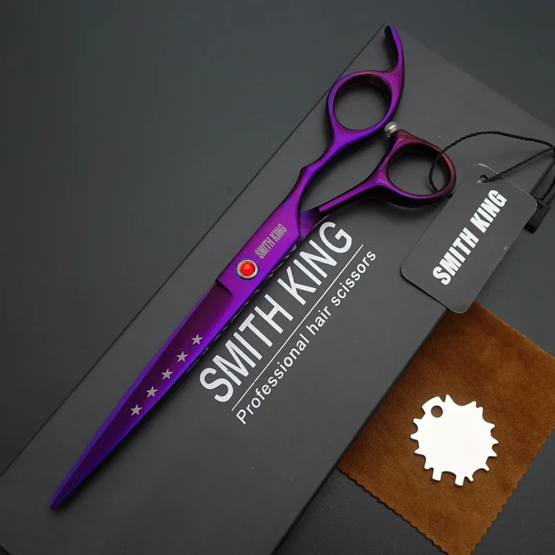 SMITH KING 7 inch Professional Hairdressing scissors, 7"Cutting scissors,styling scissors/shears+gift box/kits - Цвет: Лиловый