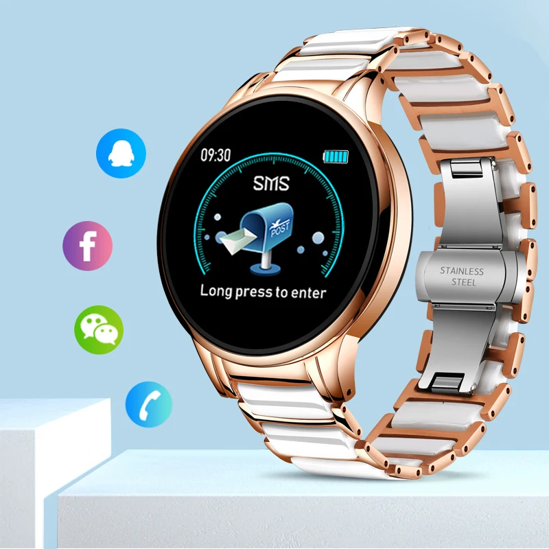 

LIGE 2020 New Smart Watch Men Heart Rate Monitor Blood Pressure Fitness tracker Ceramic strap waterproof Sport Women Smart Watch