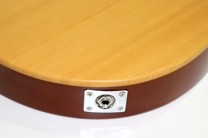 Высокий блеск тонкий корпус Бесшумная электроакустическая гитара 39 дюймов натуральный цвет 6 струн cutway дизайн народная гитара с эквалайзером