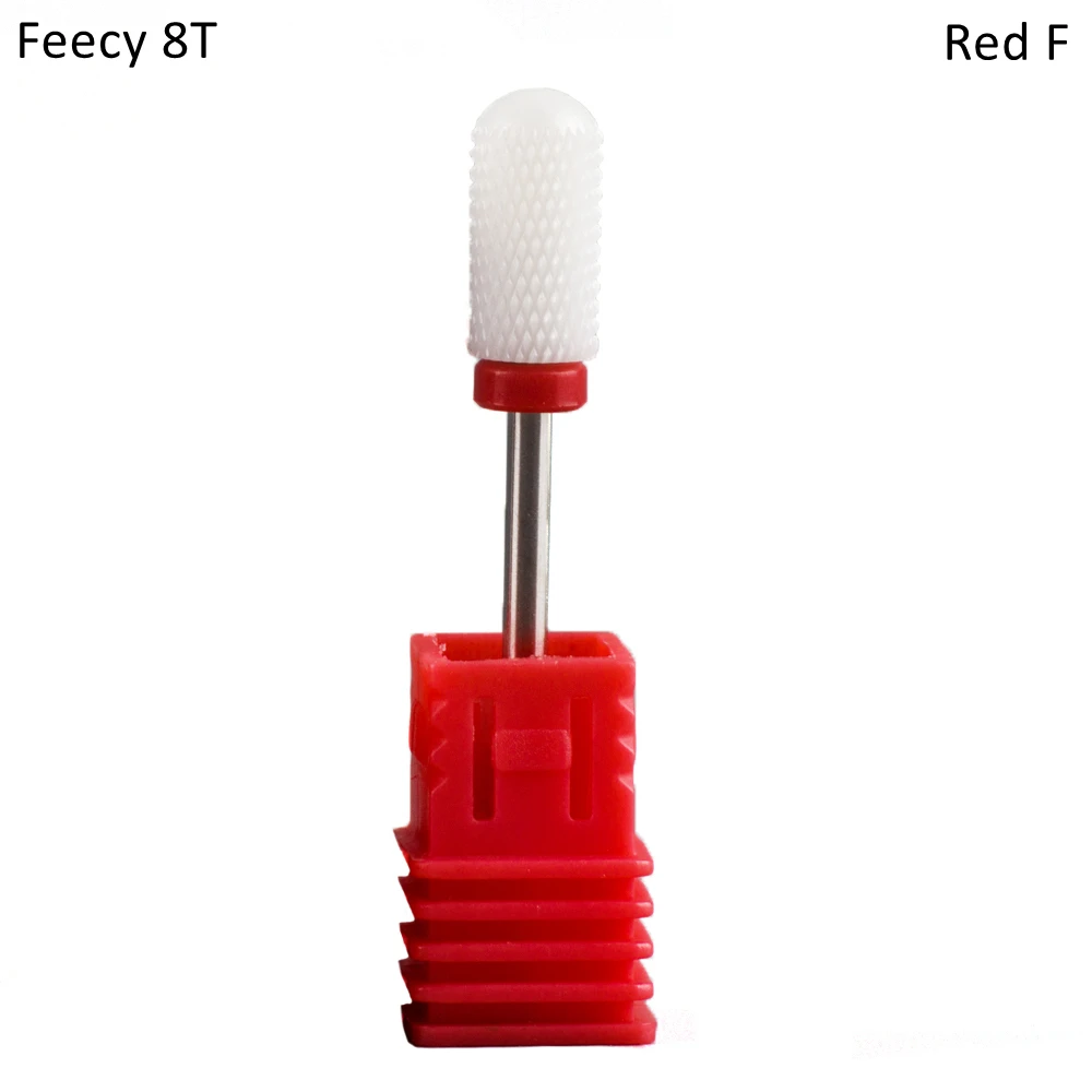 Фрезер для маникюра ногтей-дюймовые сверла для сверления, электрическая дрель для маникюра машина керамическая фреза фрезы педикюр бит аксессуары для ногтей - Цвет: Feecy 8T Red F
