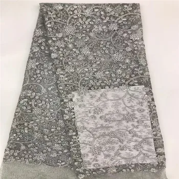 

BLACK embroidery bridal french lace fabric african sequins tulle Lace for Women's cloth 5 yards/piece