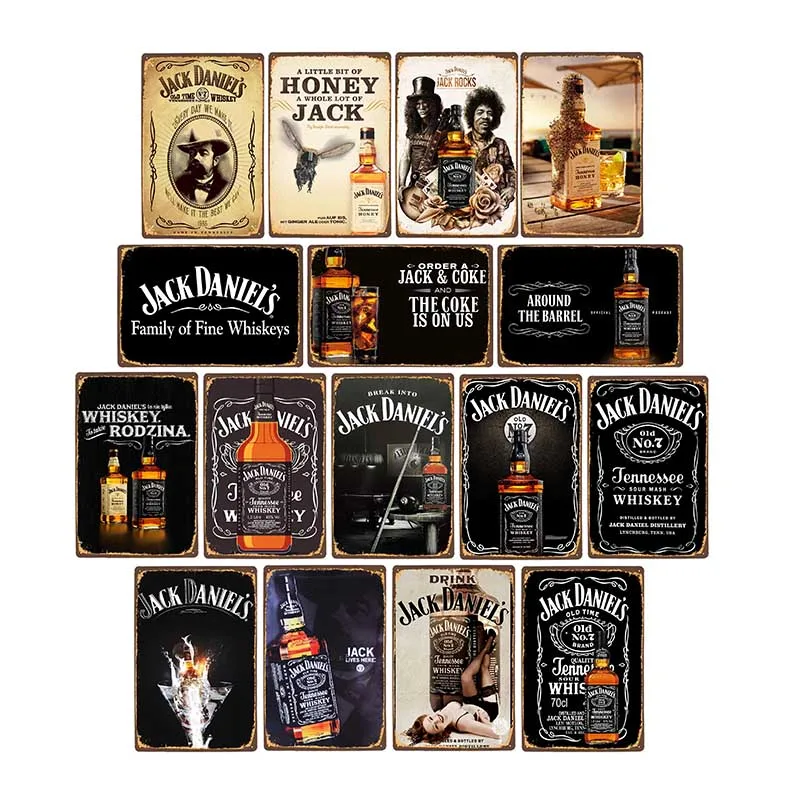 Tin Signs Decorative-Plates Poster-Jack Whiskey Beer-Bar Wall Pub Home-Decor Metal Retro